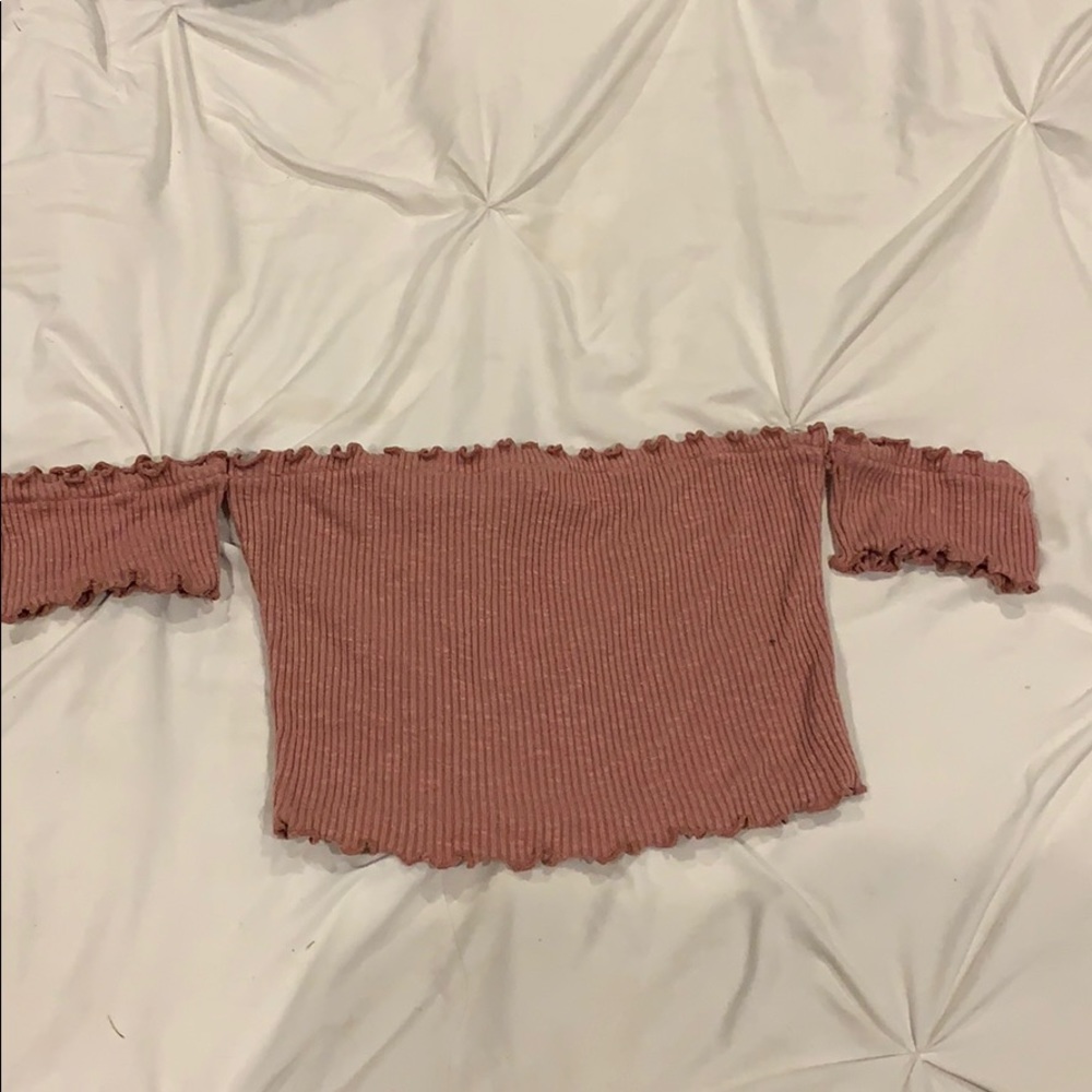 Pink off the shoulder crop top